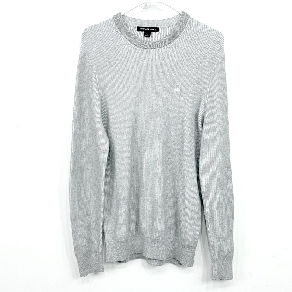 Michael Kors Gray Vertical Ribbed Knit Stretch Thermal Layering Sweater